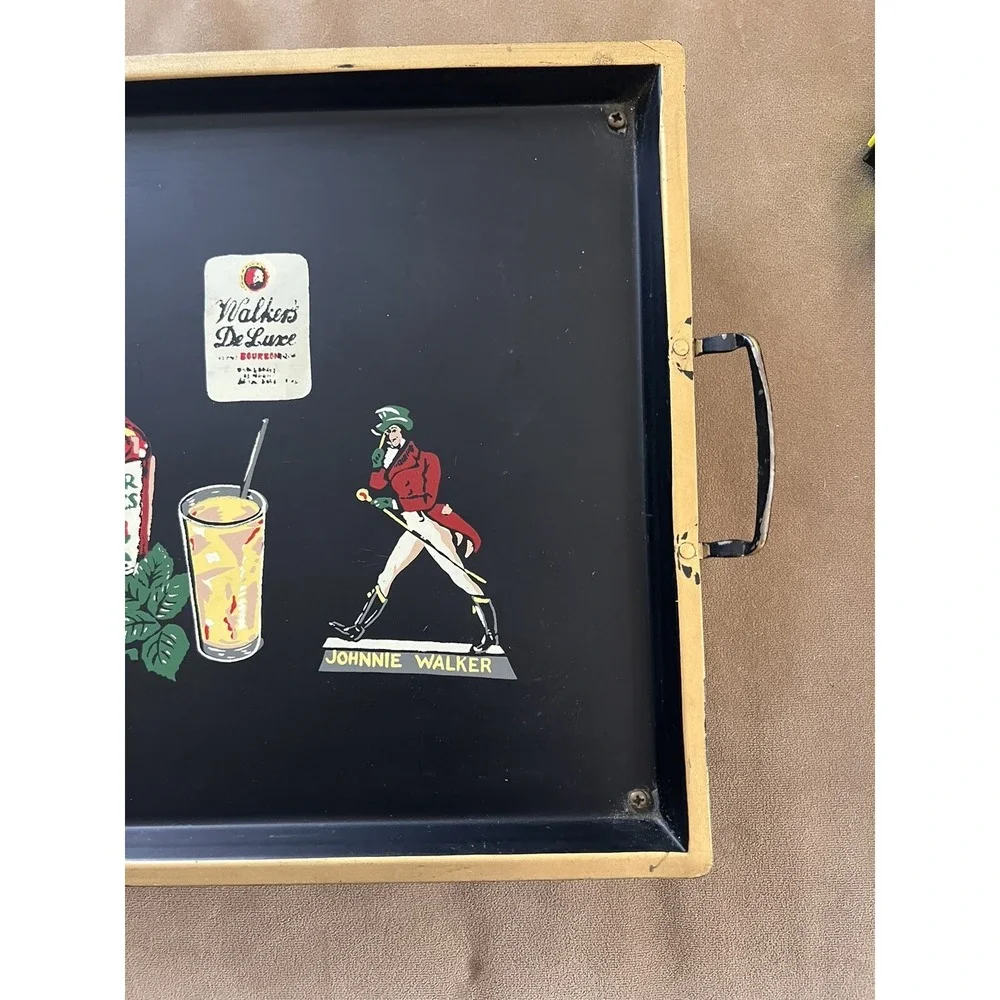 Vintage Johnnie Walker Four Roses Scotch Liquor Advertising Serving Tray Musical